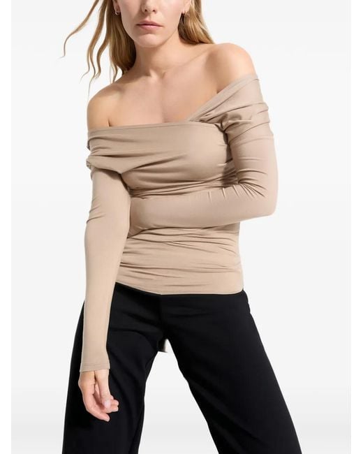MARCELLA Natural Jisoo Long-Sleeve V-Neck T-Shirt