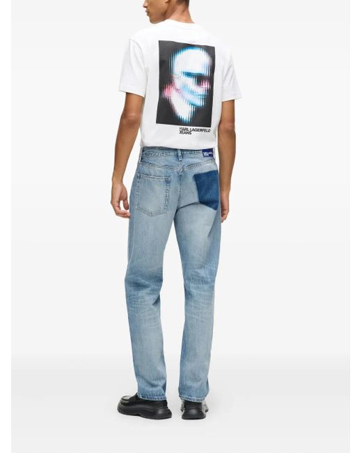 Karl Lagerfeld Blue Logo-Patch Jeans for men