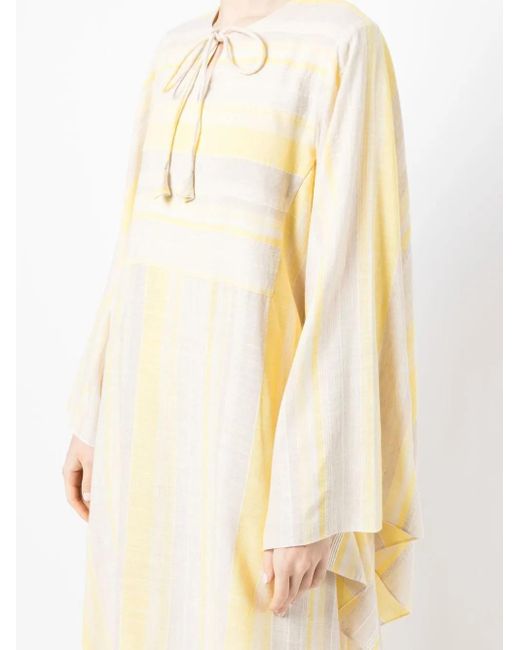Bambah Metallic Striped Tie-Fastening Kaftan Dress