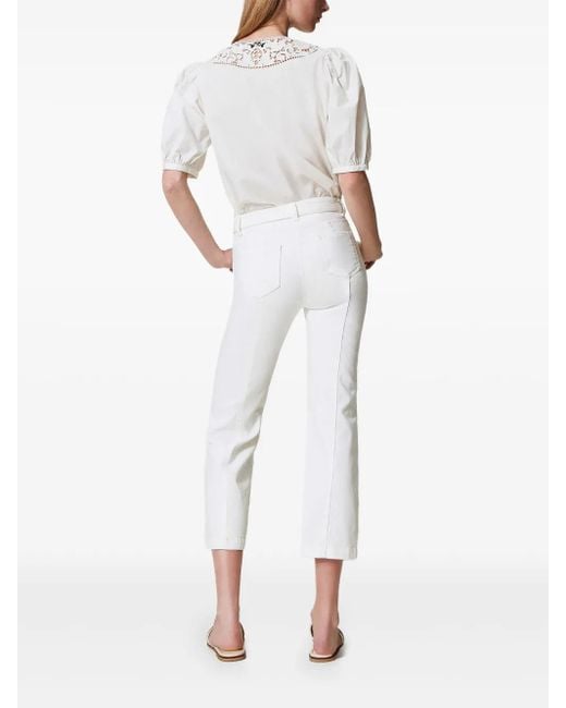 Twinset White Belted Trousers