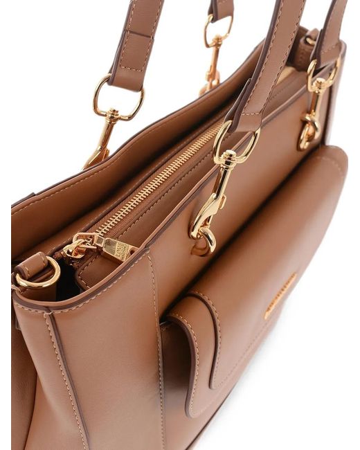 Moschino Brown Front-Pocket Shoulder Bag