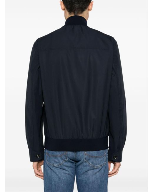 Brioni Blue Long-sleeve Silk Jacket for men