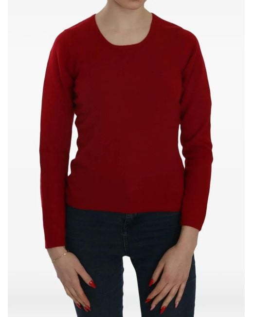Mila Schon Red Cashmere Crew-Neck Sweater