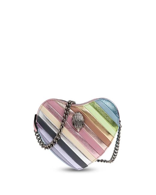 Kurt Geiger White Heart Striped Cross Body Bag