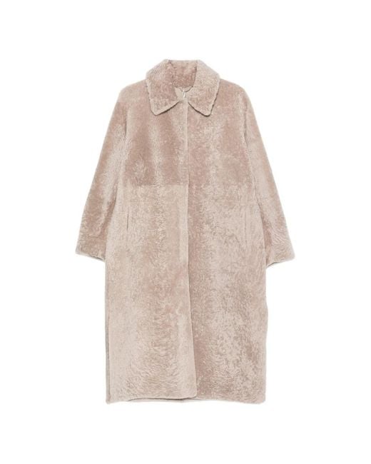 Manzoni 24 Natural Shearling-Finish Collared Coat