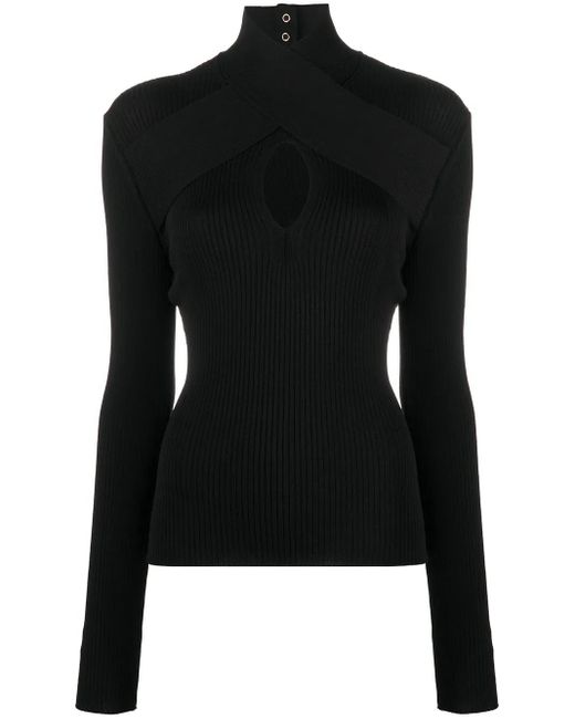MSGM Black High Neck Knitted Top