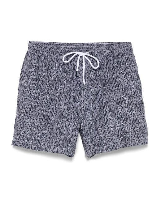 メンズ Barba Napoli フローラル トランクス水着 Blue