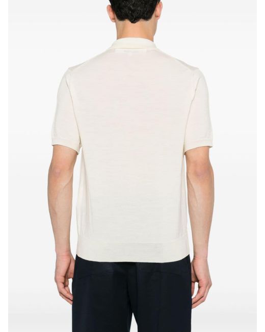 COMME DES GARÇONS PLAY Logo-patch Knitted Polo Shirt in het White voor heren