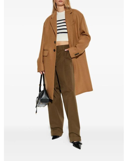 DSquared² Brown Button-Fastening Wool-Blend Coat