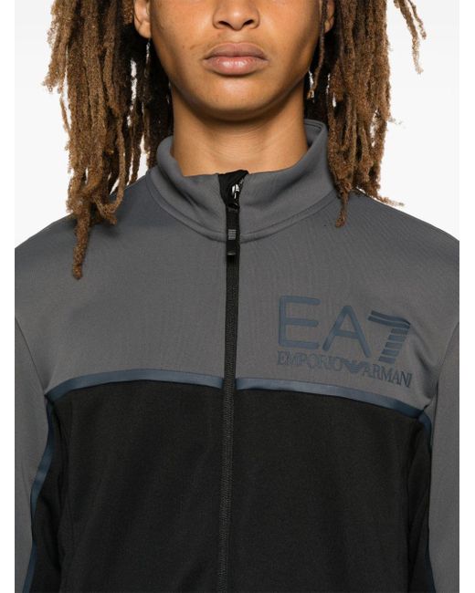 EA7 Black Zip-Up Tracksuit Set for men