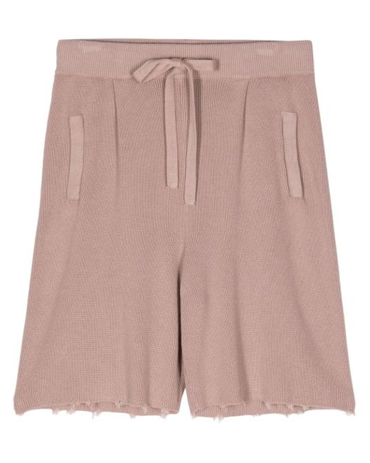 Laneus Pink Raw-edge Cotton Shorts for men
