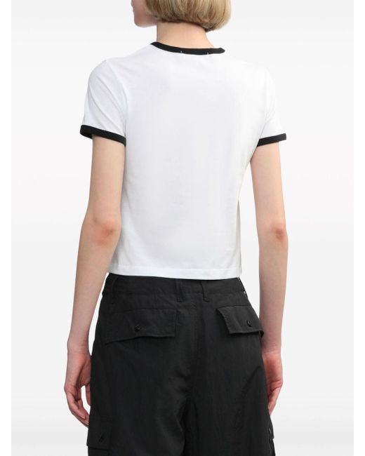 SJYP White Contrasting-trim Cotton T-shirt