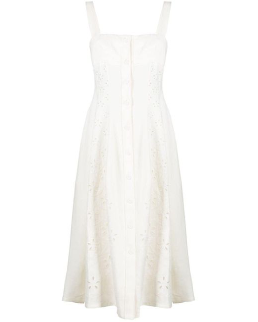 Chloé White Sleeveless Broderie-anglaise Midi Dress