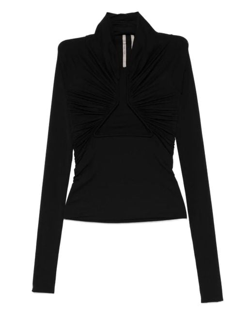 Rick Owens Gedrapeerde Top Met Uitgesneden Details in het Black