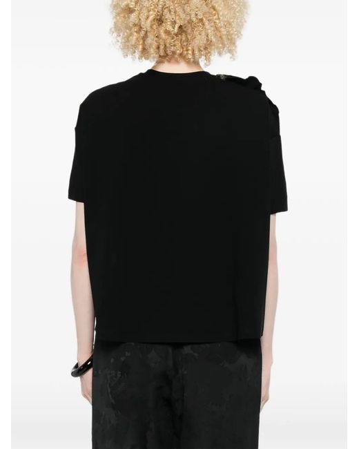 Psophia Black Ruffled T-Shirt