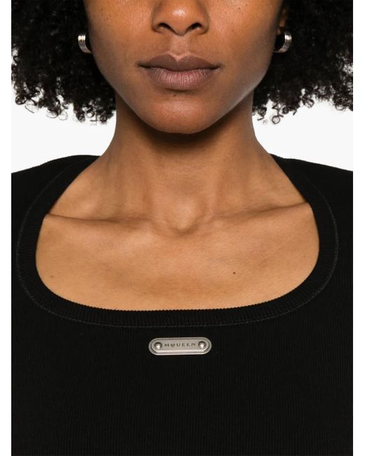 Alexander McQueen Black Logo-Plaque T-Shirt
