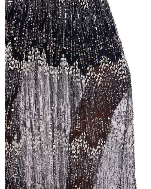 Rabanne Gray Sequin-Embellished Faux-Pearl Maxi Skirt