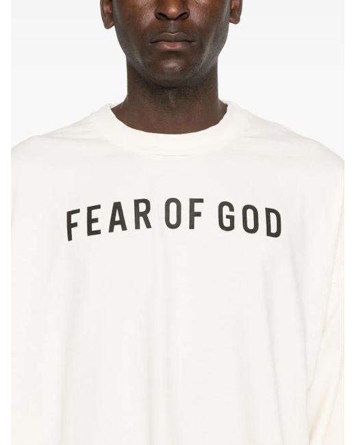 Fear Of God White Printed Logo T-Shirt for men