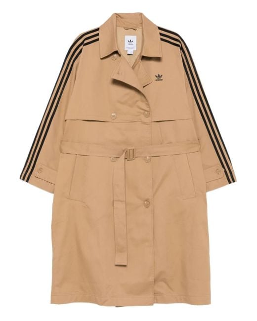 Adidas Natural Three-Stripe Belted Trench Coat for men