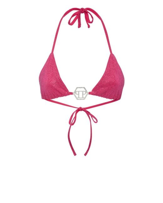 Philipp Plein Pink Top Bikini Stones Bikini