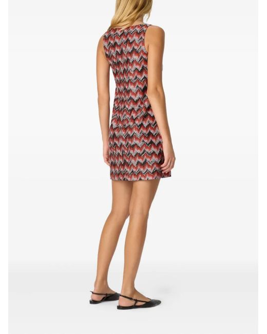Missoni Red Zigzag-Pattern Mini Dress