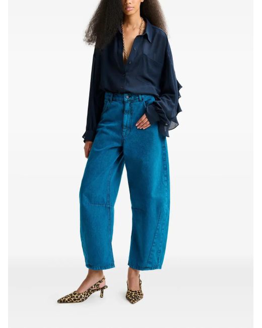 Essentiel Antwerp Blue Ruffle-Sleeve Shirt