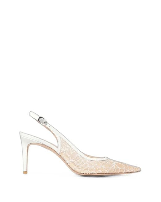 Stuart Weitzman White Stuart Power Slingback Pumps