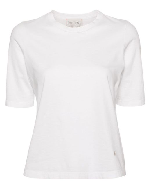Forte Forte Katoenen T-shirt Met Geborduurd Logo in het White