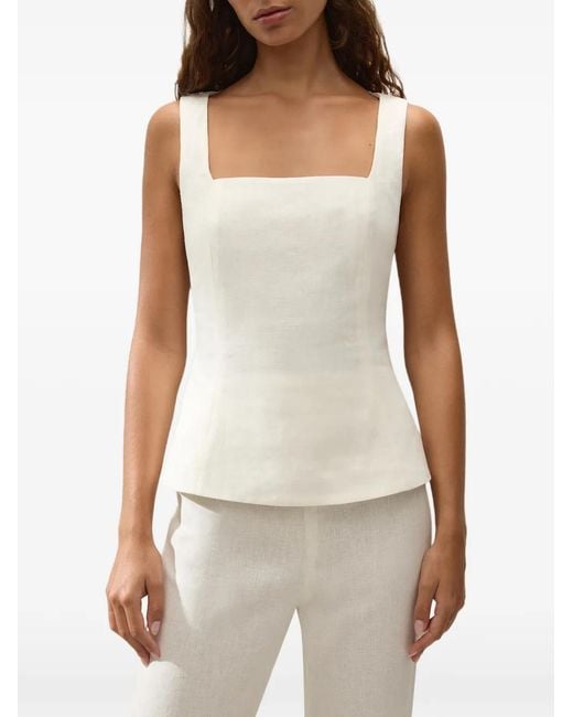 Faithfull The Brand White Mina Square-Neck Top