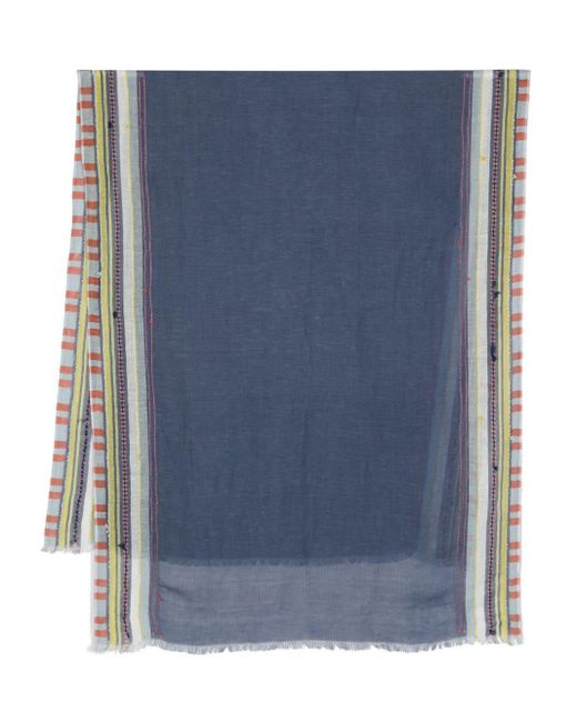 Altea Ausgefranster Schal mit Streifen in Blue für Herren