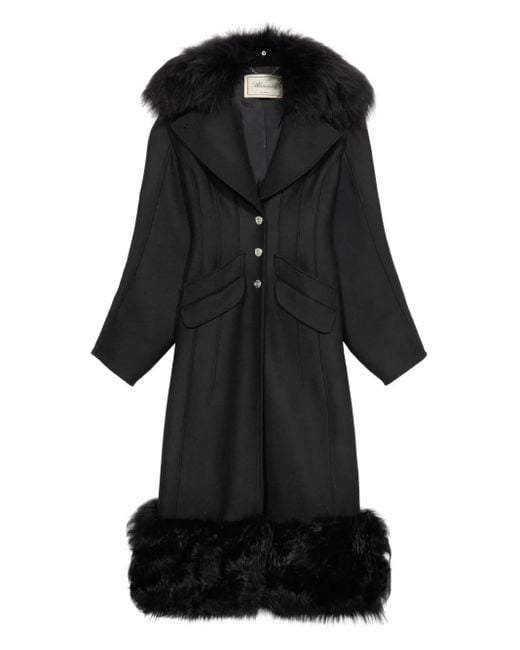 Blumarine Black Faux-Fur-Trimmed Coat