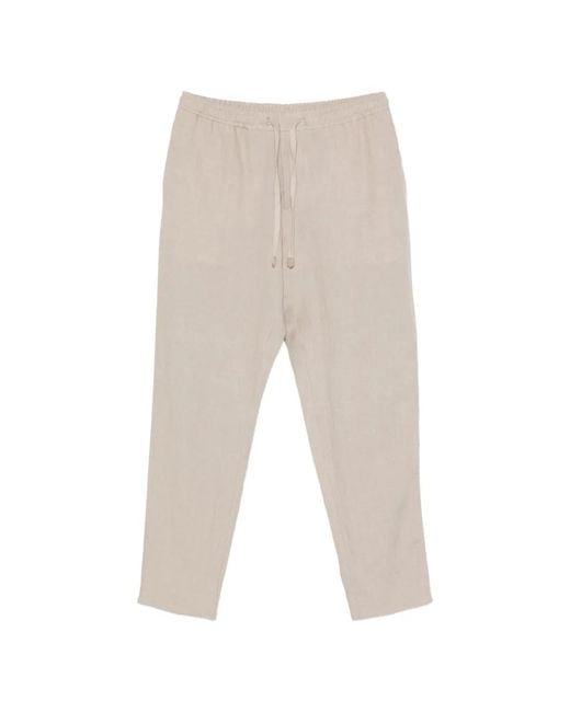 Canali White Drawstring-Waist Linen Trousers for men