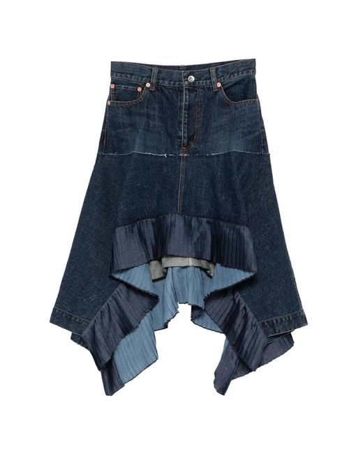 Sacai Asymmetric Denim Skirt in Blue | Lyst