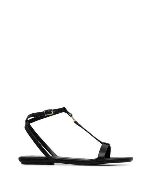 ARMANI EXCHANGE White Logo-Plaque Flat Sandals