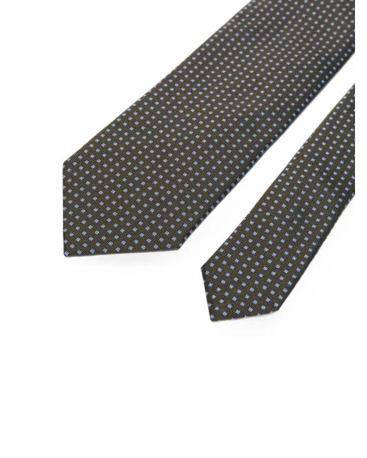 Zegna White Geometric-Pattern Silk Tie for men