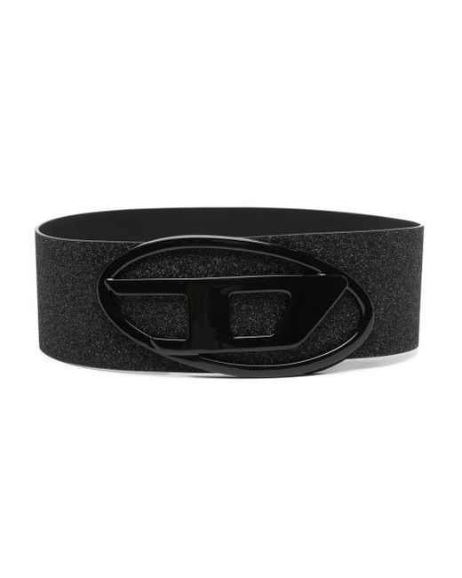DIESEL Black B-1Dr 80 Glitter Wide Belt