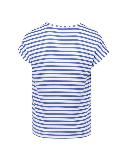 Betty Barclay Blue Floral-Print Striped-Trim Top