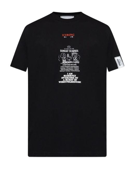 メンズ Iceberg X Peanuts グラフィック Tシャツ Black