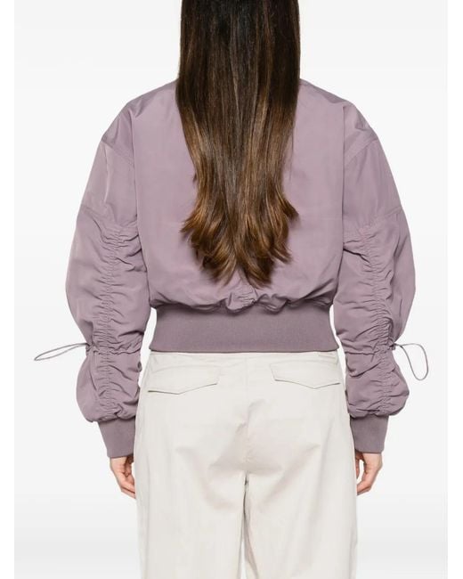 Adidas By Stella McCartney Purple Zip-Fastening Ruched-Sleeve Jacket