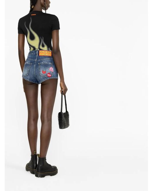 DSquared² Blue Logo-Patch Denim Shorts