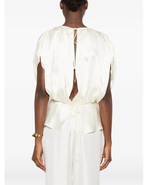 TOVE White Peta Ruched Blouse
