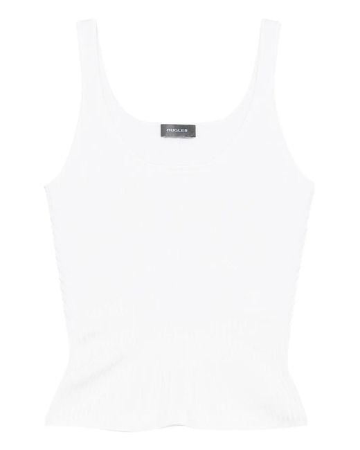 Mugler White Ribbed Tank Top