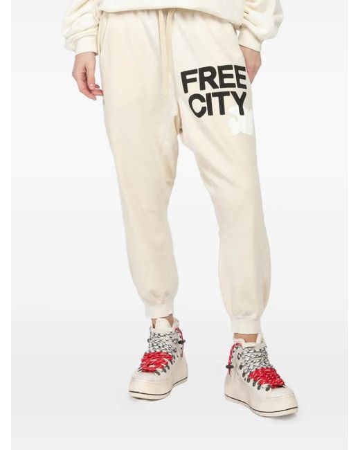 Freecity White Logo-Print Track Pants
