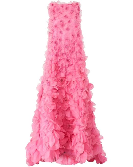 Abito Da Sera Con Applicazione A Fiori di Carolina Herrera in Pink