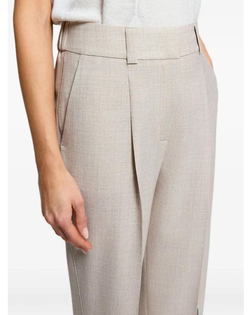 Peserico Natural Pleated Turn-Up Trousers