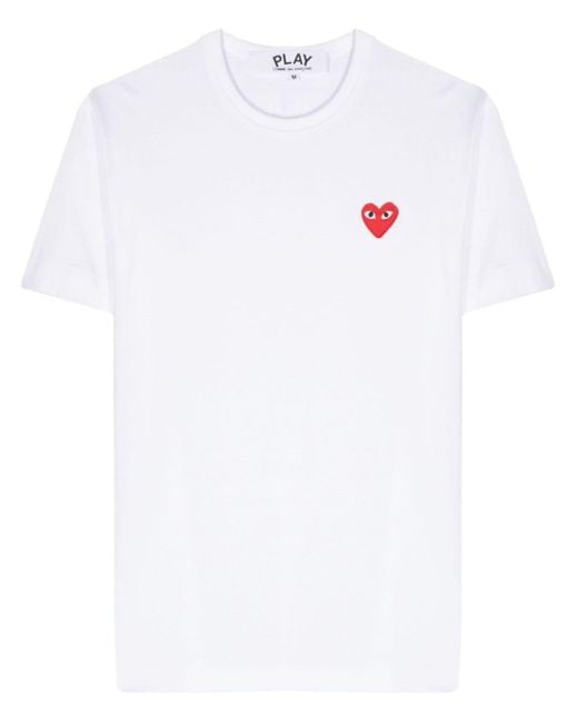 Camiseta con parche de corazón COMME DES GARÇONS PLAY de hombre de color White