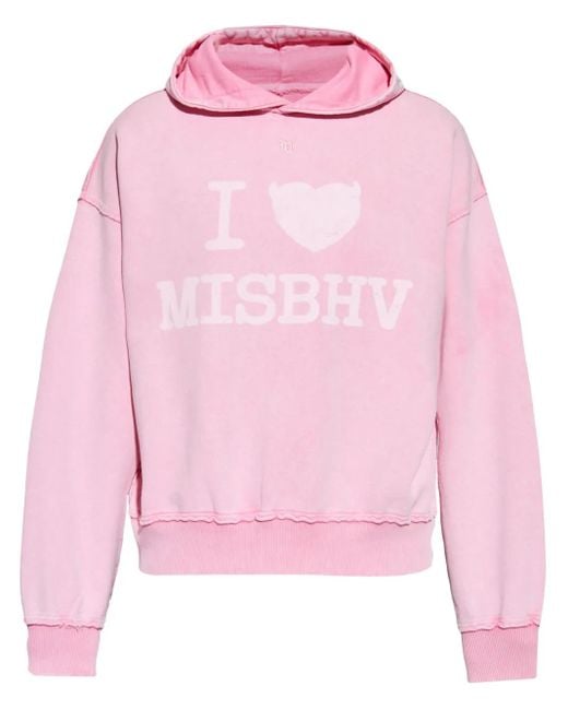 M I S B H V Pink Logo-Print Cotton Hoodie for men