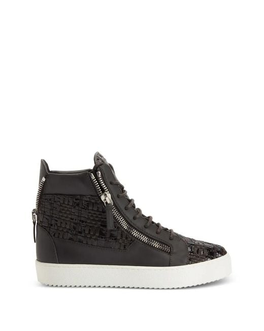 Giuseppe Zanotti Black Kriss Crocodile-Print Sneakers for men