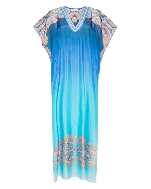 Hale Bob Blue Eloise Caftan Beach Dress