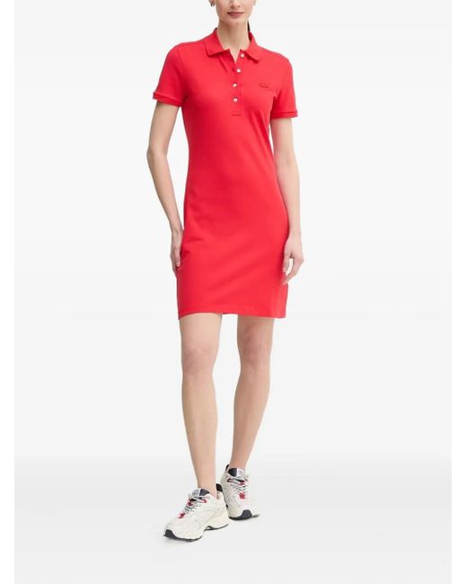 Lacoste Red Short-Sleeve Polo Mini Dress